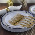 ChinaWare Elegant (Salad & Banquet Plate) Combo Pack – White/Cobalt/Gold