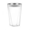 Dining Collection 10 oz. Square Tumbler - Clear / Silver Rim - 18 ct.
