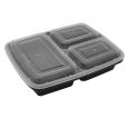 Plastico Microwavable 3 Compartment Bento Containers - Rectangular - 4 ct.