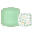 CoupeWare Ginkgo Square Plates Combo Pack (Mint Green/White/Gold) - 32 ct.