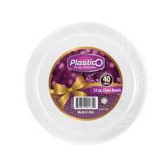 Plastico 12 oz. Bowls - Clear Plastic - 40 Count