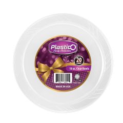 Plastico 18 oz. Bowls - Clear Plastic - 20 Count