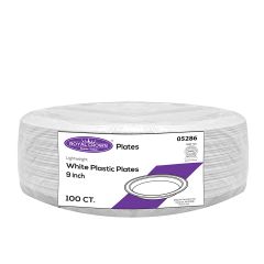 Royal Crown 9" White Plastic Plates - 100 Ct.