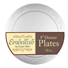 Embellish 9" Dinner Plates - Clear Plastic - 20 Count