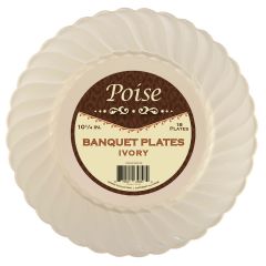 Poise 10.25" Banquet Plates - Ivory Plastic - 18 Count