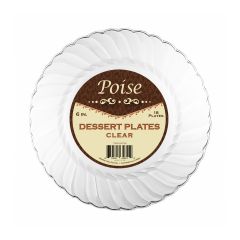 Poise 6" Dessert Plates - Clear Plastic - 18 Count