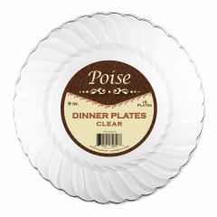 Poise 9" Dinner Plates - Clear Plastic - 18 Count