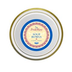 PrideWare 12 oz. Soup Bowls - Ivory/Gold Plastic - 10 Count