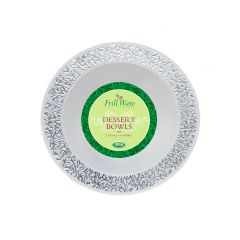 FrillWare 5 oz. Dessert Bowls - White/Silver Plastic - 10 Count