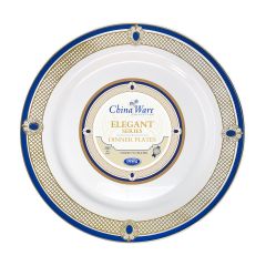 ChinaWare Elegant 9" Dinner Plates - White/Cobalt/Gold - 10 Count