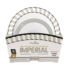 ChinaWare Imperial (Dessert & Soup Bowl) Combo Pack – Black/Gold