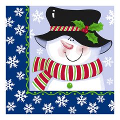 Christmas Lunch Napkins - Jolly Snowman Blue - 20 ct.