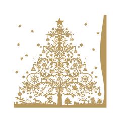 Christmas Cocktail Napkins - Christmas Tree Gold - 20 ct.