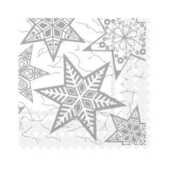 Christmas Cocktail Napkins - Silver Snowflakes - 20 ct.