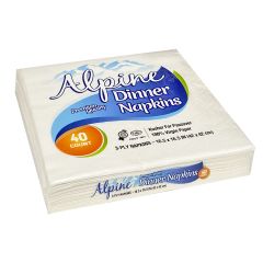 Alpine Dinner Napkins  - Premium Quality - 3-Ply - White - 40 Count