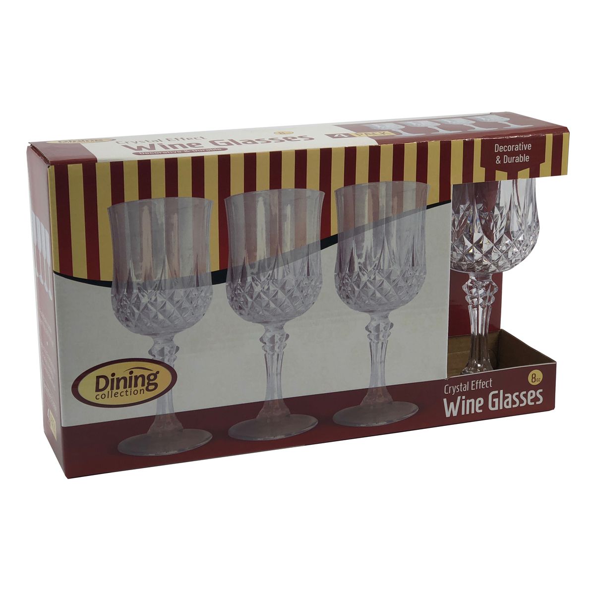 Elegant Modern Crystal Stylish Durable Wine Glass Set for Party Set of 6,  8.5 oz