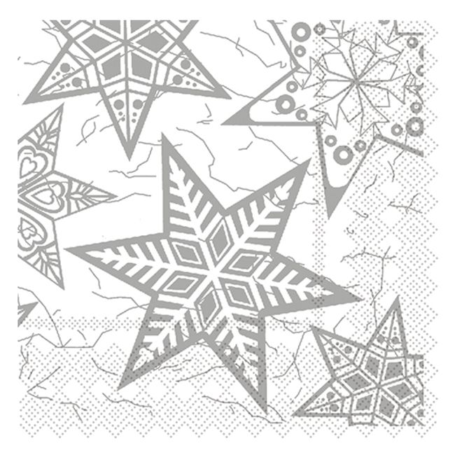 Christmas Lunch Napkins - Silver Snowflakes - 20 ct.